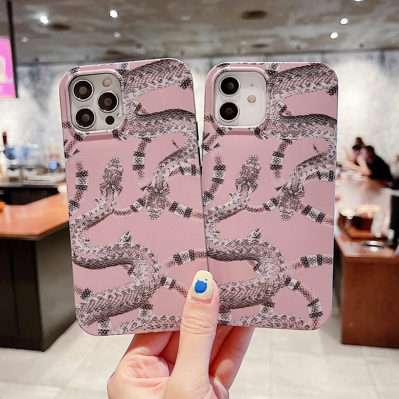 

Fashion Brand Animal Sexy Pink Snake Pattern Phone Case For iPhone 13 12 11 Pro Xs Max X Xr 7 8 Puls SE 2020 Cases Soft Cover