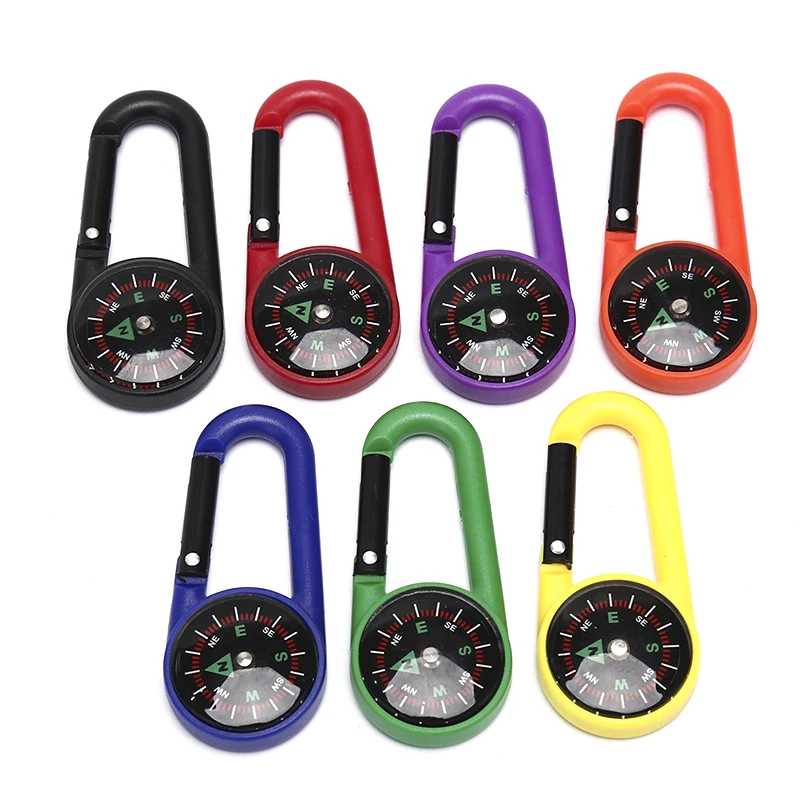 Portable Keychain Compass Hiking Carabiner Compass Outdoor Camping Ring Compass
