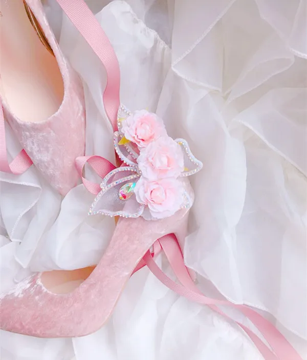 lolita shoes red wind butterfly velvet women's stiletto high heels single straps 2020 spring and summer pointed | Тематическая