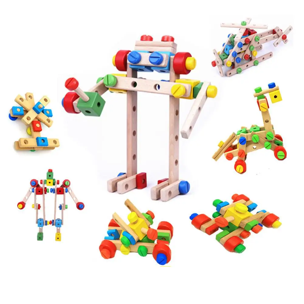 

Children Wooden Baby Intelligence Multi-functional Combination Toy Education Color Building Blocks Kindergarten Parenting Toy