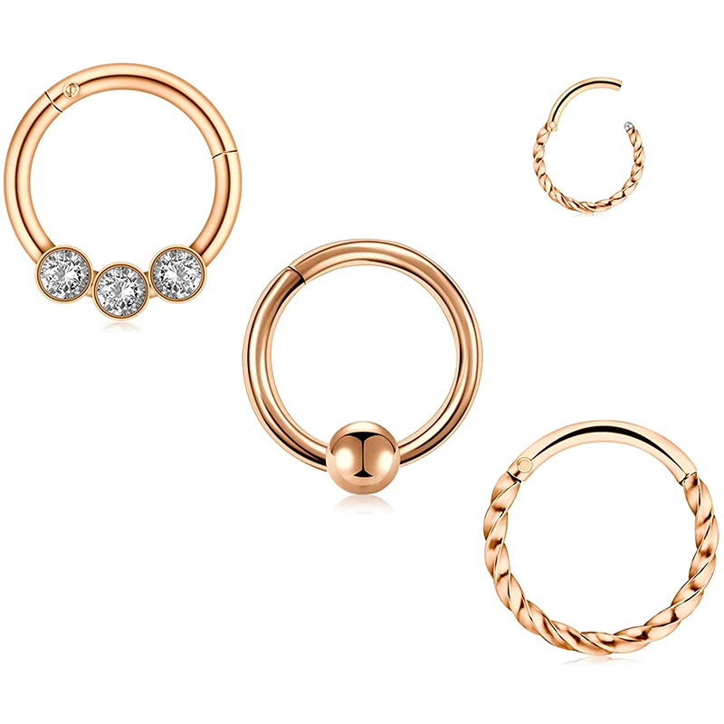 16 г нержавеющая сталь перегородка Кликер кольцо для носа хрящ трагуса септума