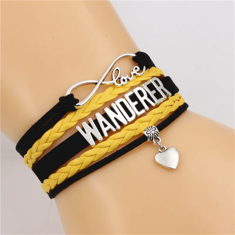 Многослойный браслет WANDERER Infinity Love милые кожаные браслеты ручной работы с шармами