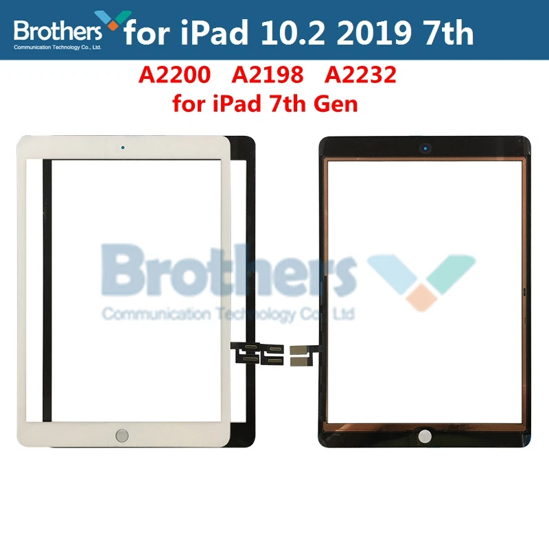 

AAA For iPad 10.2 2019 A2200 A2198 A2232 7th Gen Touch Digitizer Front Glass Touch Panel Tablet Touch with Adhesive Top