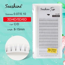 Seashine Lashes Extension 3d/4d/5d/6d Short Stem Eyelashes Pre Made Volume fans Premade Russian Volu