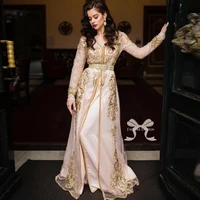 high quality moroccan kaftan evening dresses gold appliques prom dress arabic muslim special occasion formal party gowns