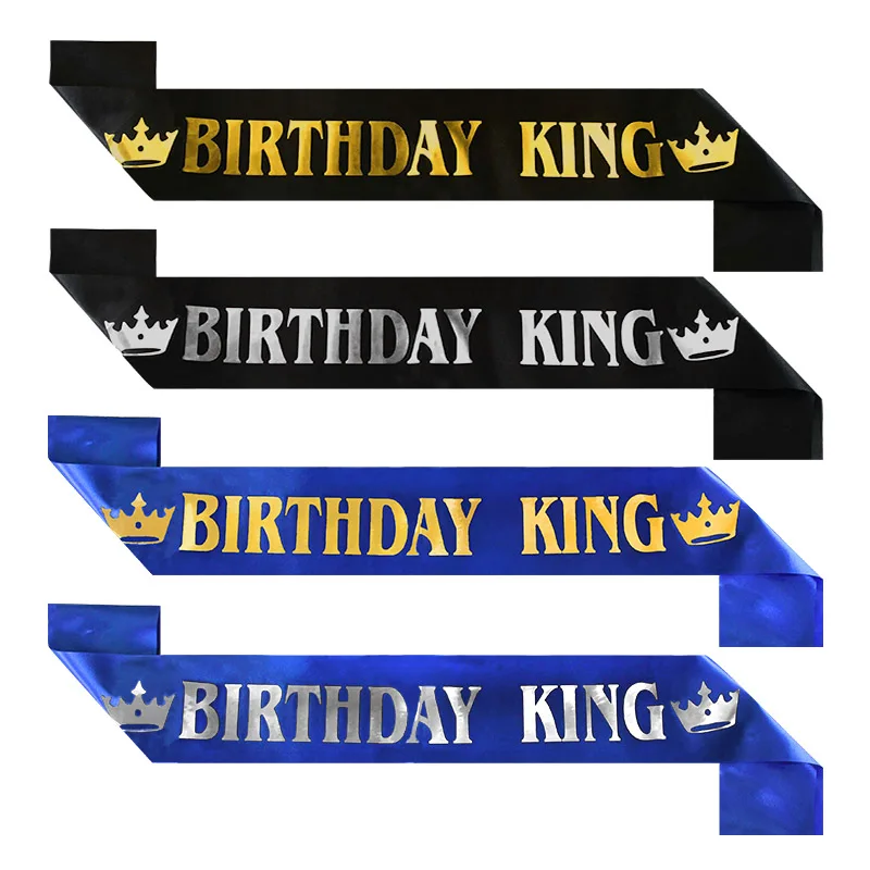 

Black Gold Birthday King Sash for Men Boy Girl Happy 16th 18th 20th 30th 40th 50th 60th Birthday Party Decoration Favor Supplies