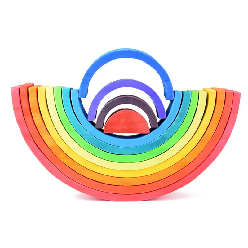 Деревянный Радужный штабелер деревянные радужные блоки штабелируемые игрушки