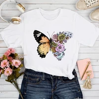 2021 t shirts women floral butterfly cute vintage summer clothing 90s tshirt top lady print clothes graphic female tee t shirt