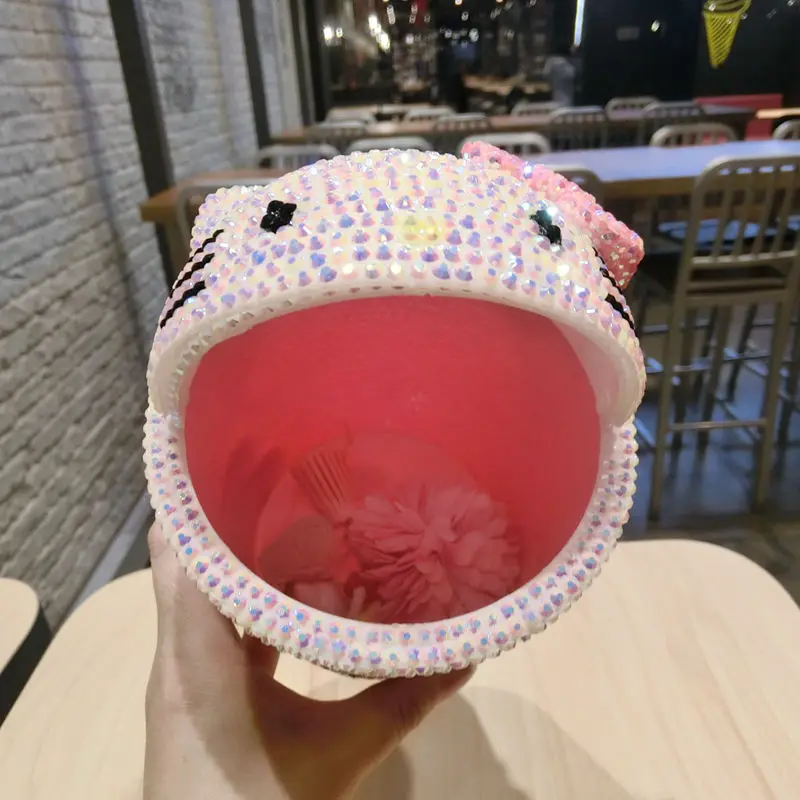 Ручная работа Стразы мини мусорная корзина Helloo Kitty для мусора в машине