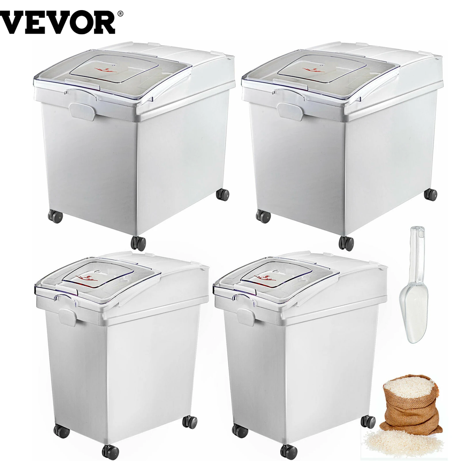 

VEVOR корзина для хранения сухих ингредиентов с овальником, надежный Пылезащитный полезный контейнер для муки, соевых бобов, ресторана, кухни,...