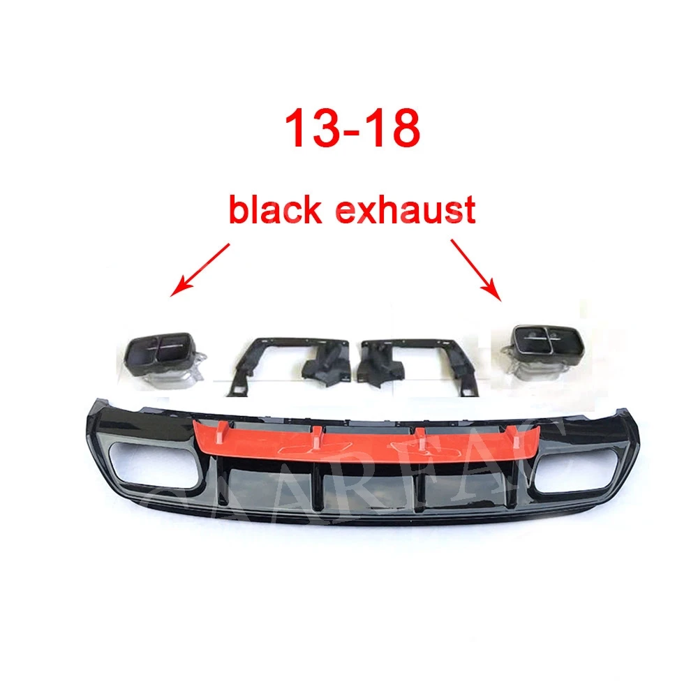 Black Tips 13-18 A Класс PP Диффузор, губа на задний бампер с выхлопными наконечниками 4 выхода для Mercedes Benz W176 A180 A200 A45 AMG 2013 - Цвет: Black Tips 13-18 A