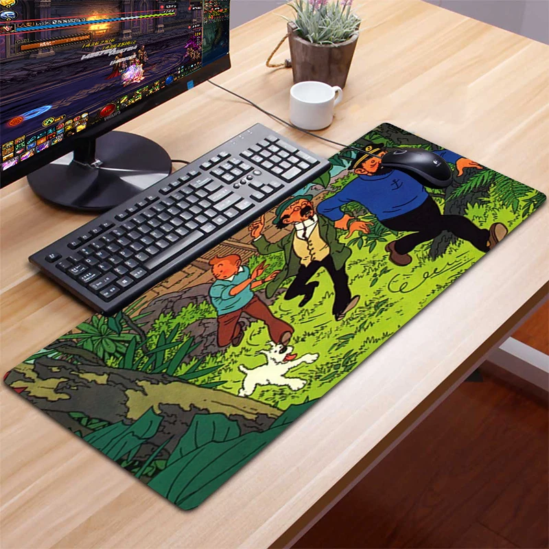 

Mouse Pad Mat Computer Mousepad 90x40 Natural Rubber Mouse pad desk mat Computer Gamer keyboard Mouse The Adventures Of Tintin