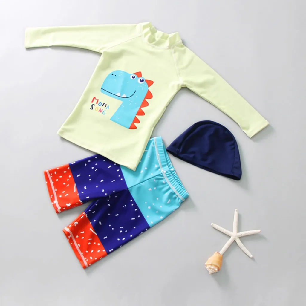 Купальник детский летний с длинным рукавом Раздельный купальник принтом