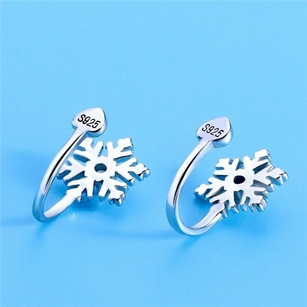 

Cute Ear Clip Crystal Silver Color Snowflake Earrings Lovely Cuff Christmas Gift For Girls