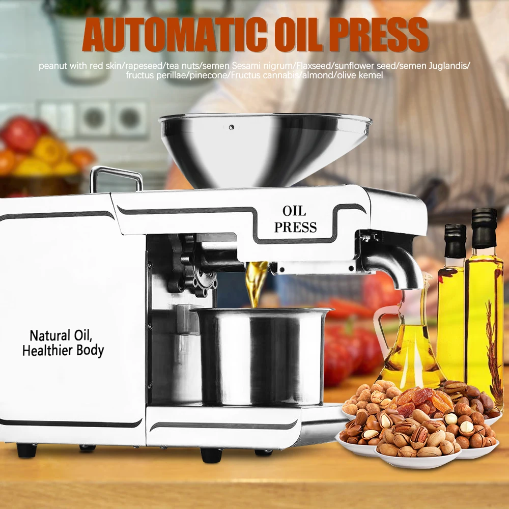 

Cold Heat Stainless Steel Oil Press Machine Automatic Oil Extractor For Pressing Olive Sesame Peanut Linseed Household Oil Press