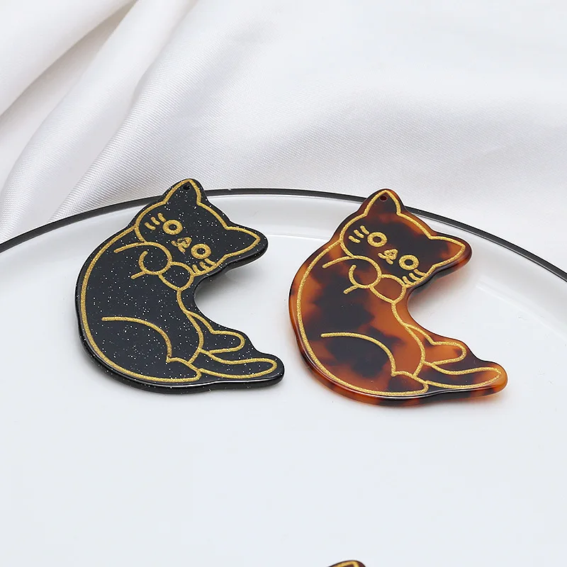

20pcs 38*50mm Funny Animal Cat Acetate Material Pendant diy Handmade Jewelry Keychain Bag Earring Necklace Bracelet Charms