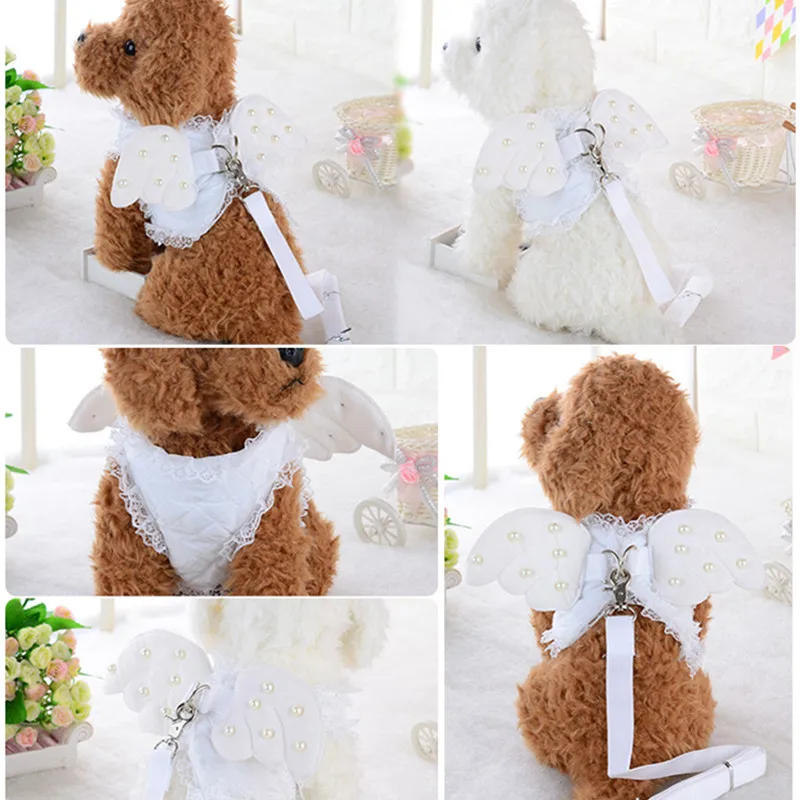 Милый Ошейник с крыльями ангела для принцессы поводок щенка жемчужные