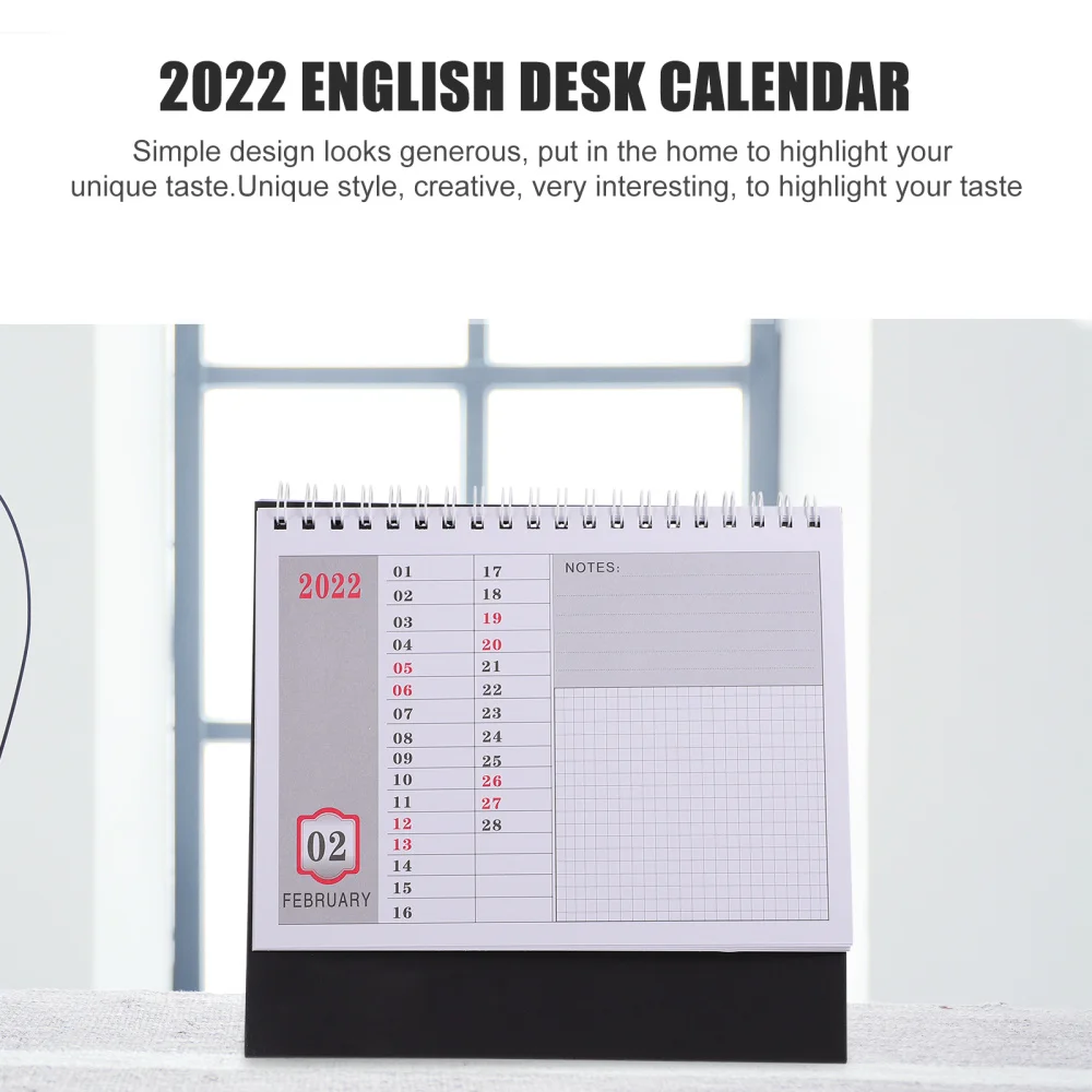 

1Pc Desktop English Calendar Decorative 2022 Desktop International Calendar