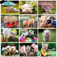 funny animal pig diamond painting 5d diy wall art cute pink pig embroidery mosaic room home decoration accessories