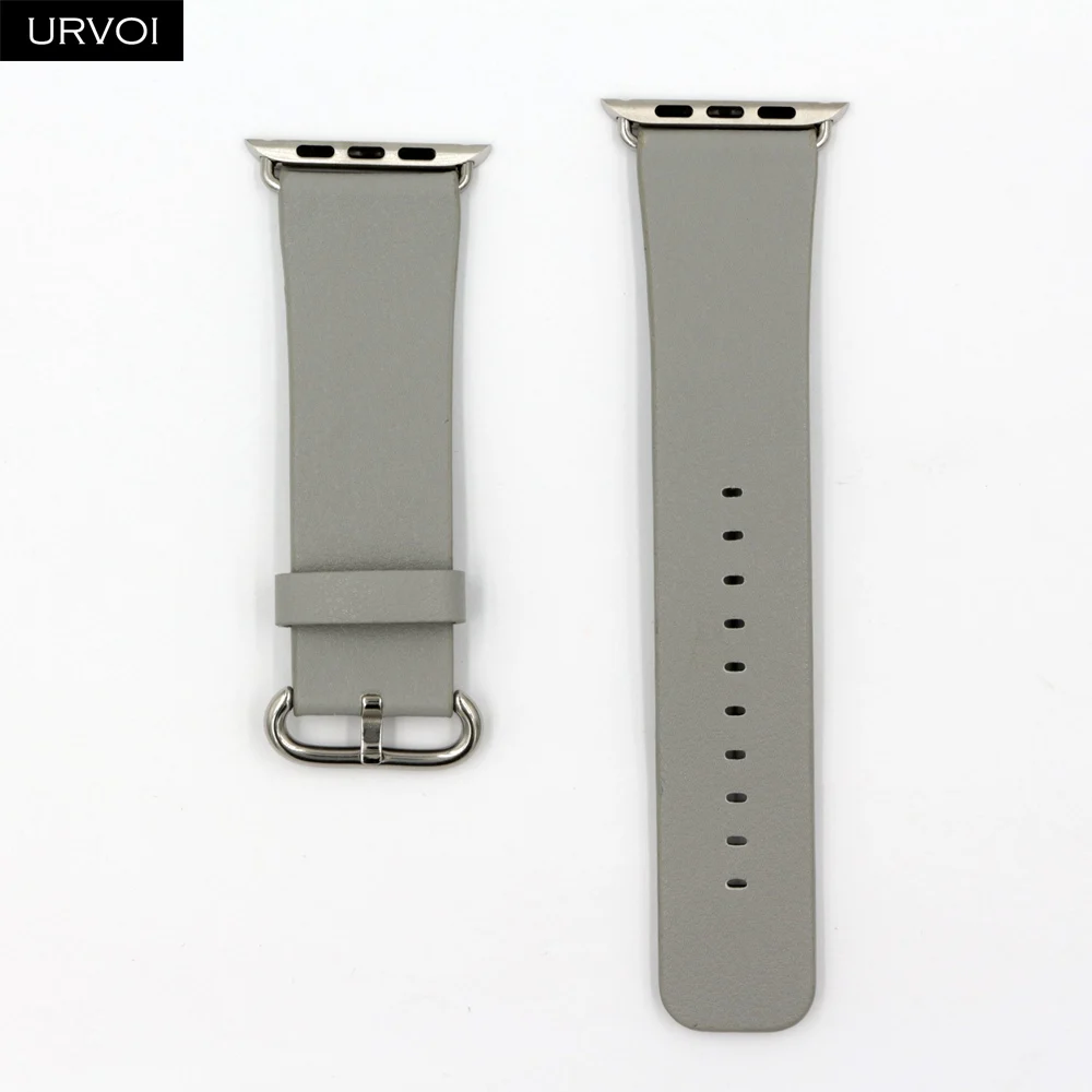 URVOI кожаный ремешок для apple watch 4 5 3 2 1 ремешок для iwatch 40 мм 44 мм Свифт кожа классическая Пряжка современный дизайн - Цвет ремешка: Grey