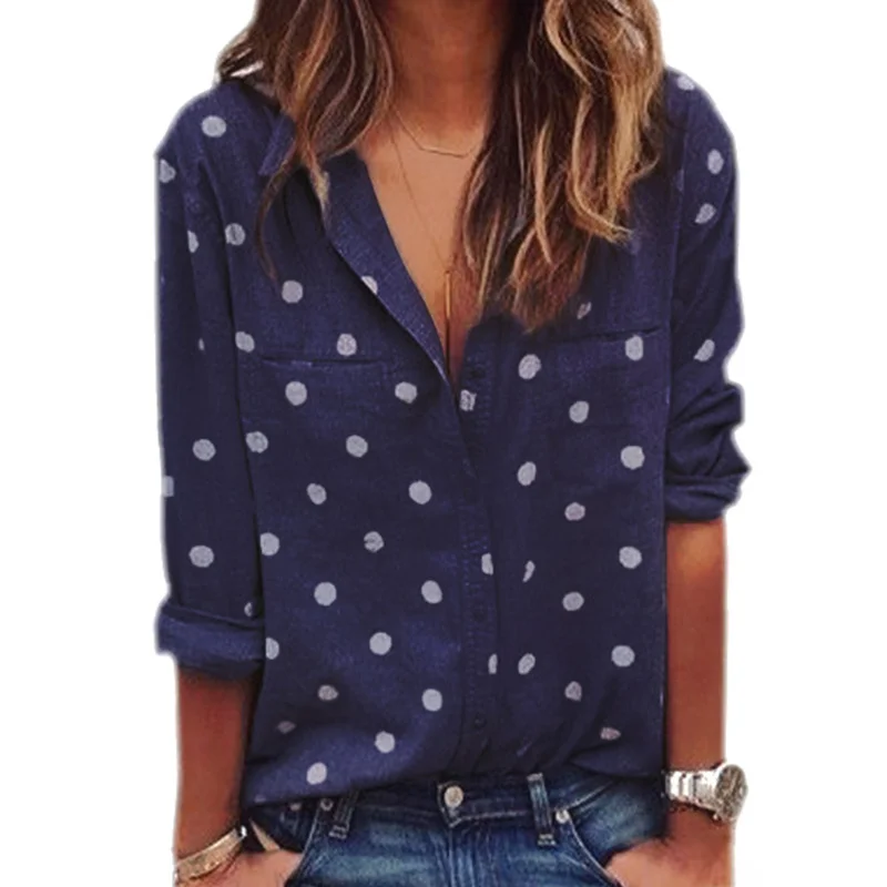 Женская рубашка с принтом большого размера, повседневная мода, длинный рукав.