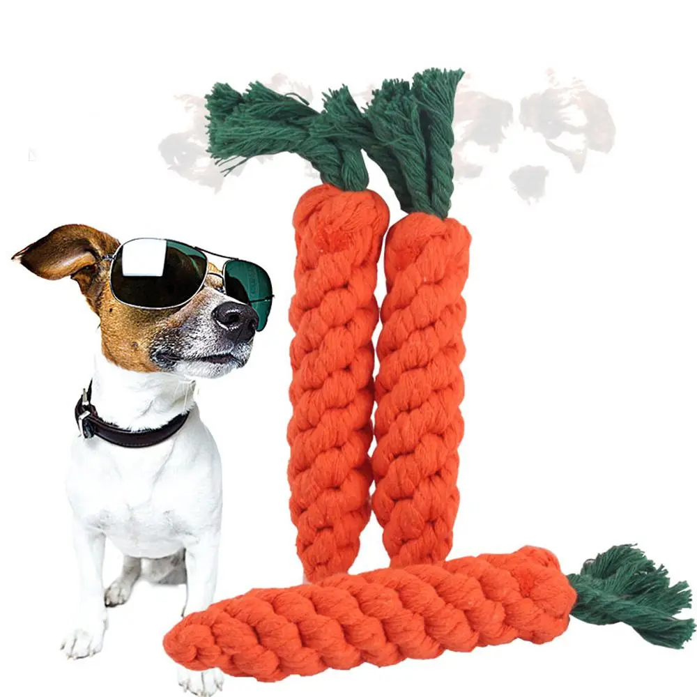 

22cm Carrot Dog Playing Molar Chew Toys Cotton Braided Rope Puppy Fun Dog Supply Small Bite Outdoor Ball Teeth Training Pet