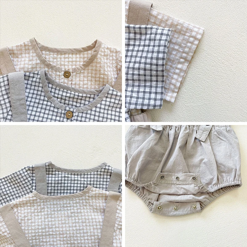 

Baby Boys Girls Clothing Set 2021 New Summer Kids Cotton T-shirt+Lattice Jumpsuit 2pcs Outfits Short Sleeve Children Suits