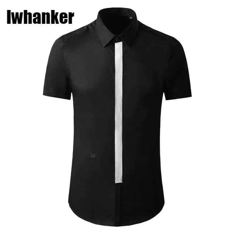 Мужские рубашки с ленточным разрезом роскошные однотонные повседневные мужские