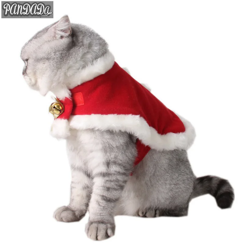Рождественский костюм с котом зимняя одежда для домашних животных пальто теплое