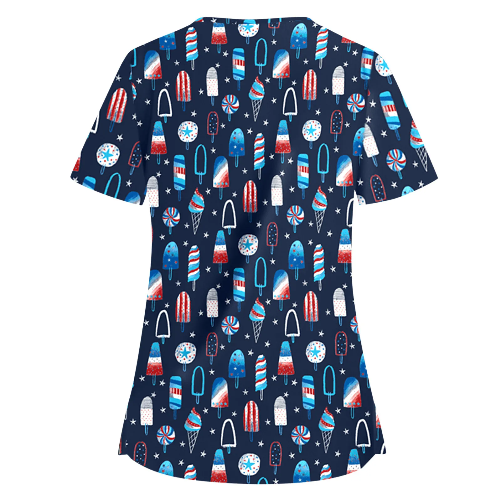 

Women Short Sleeve V-Neck Nurse Uniform Hospital Workers Cartoon Print Graphic T-Shirt Scrub Tops Working Uniform Blouse 2021