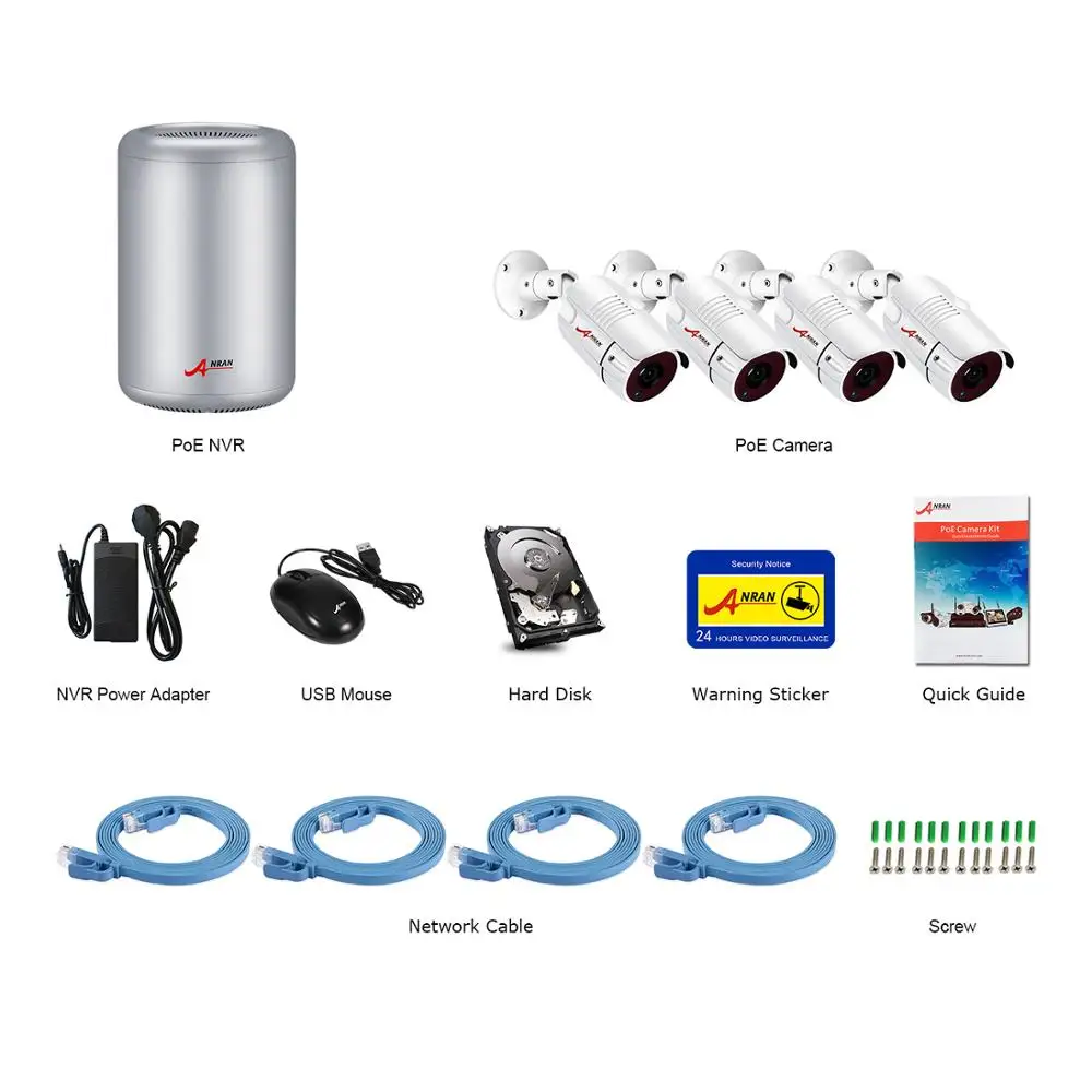ANRAN 5MP HD POE CCTV камера система 4CH NVR комплект безопасности ip-камера