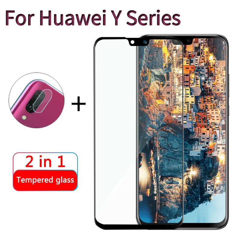 2 в 1 закаленное защитное стекло для объектива камеры Huawei y9 Prime 2018 2019 защита