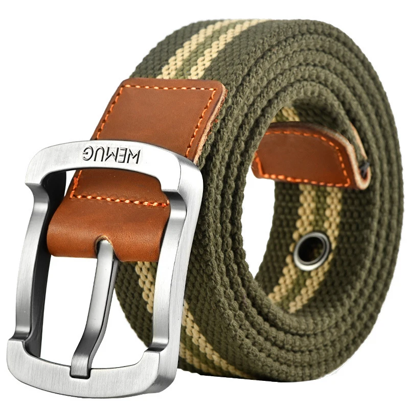 

Canvas Military Belt Men Pin Buckle Waistband For Man Fashion Casual Stripe Belts for Jeans Male Luxury New Training Outdoor