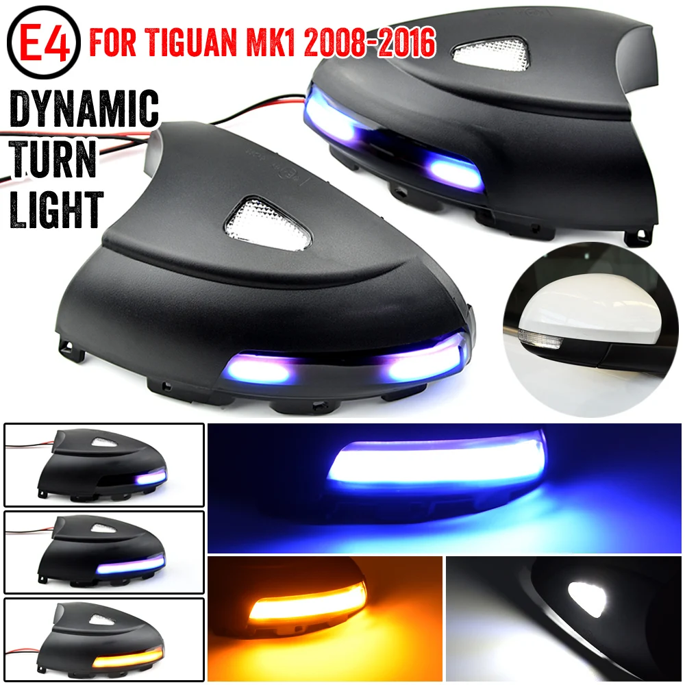 

For VW For Volkswagen Tiguan MK1 2008-2016 LED Dynamic Turn Signal Blinker Sequential Side Mirror Indicator Light Puddle Light