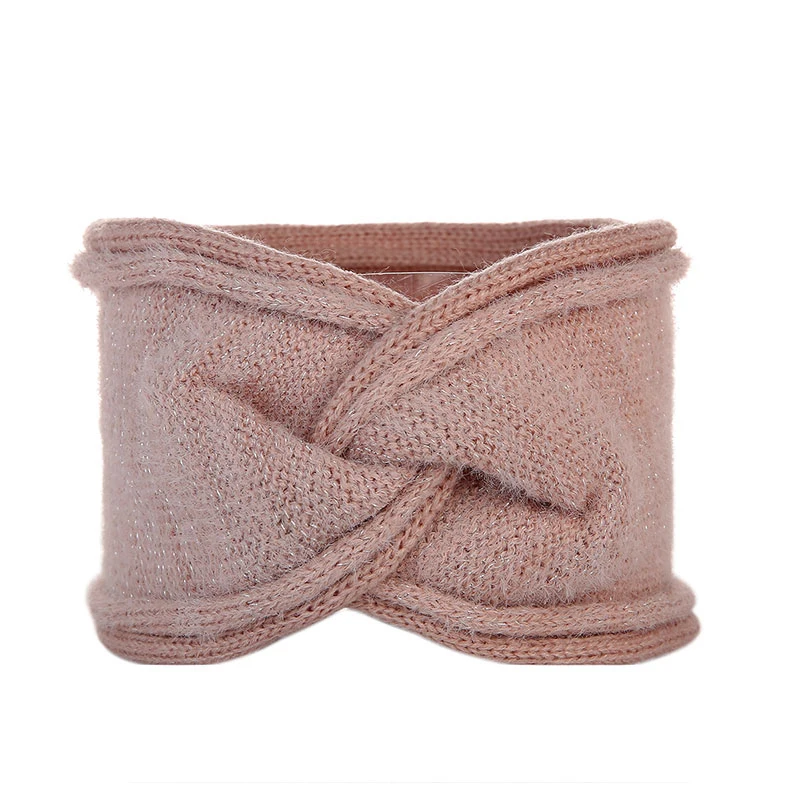 Шерстяная Вязаная повязка на голову Женская широкая мягкая зимняя перекрестная