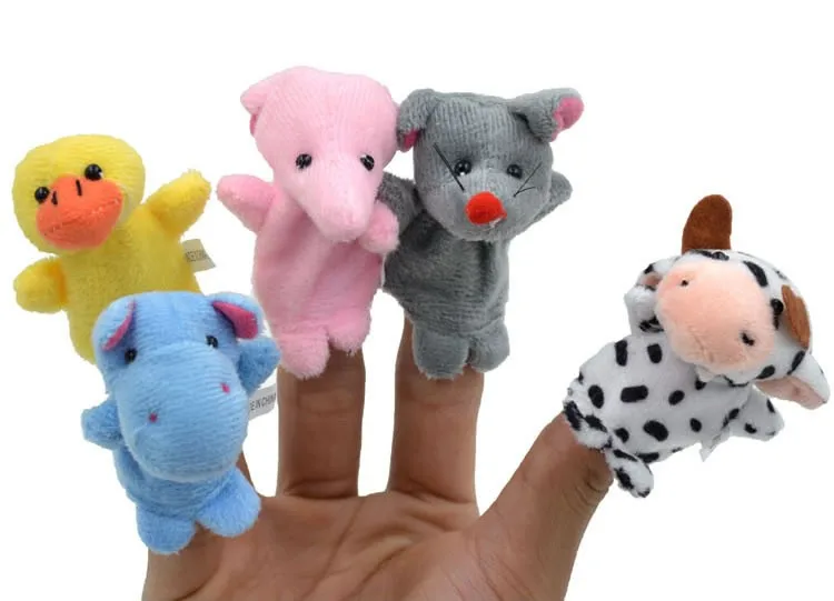 

High Quality 12pcs Chinese Zodiac signs Animals Cartoon Biological Finger Puppet Plush Toys Dolls Child Baby Favor Finger Doll
