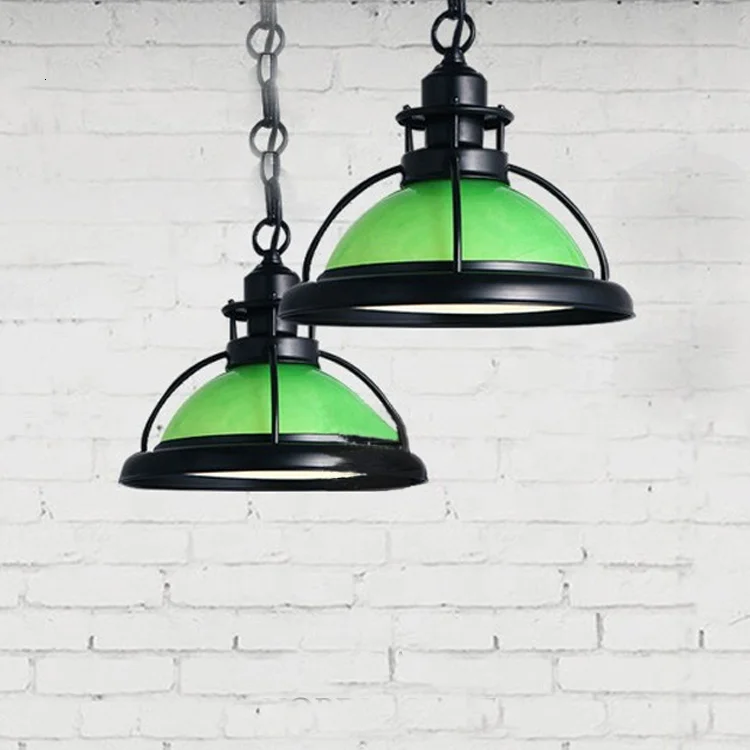 Новый дизайн деревенский промышленный стиль зеленый/белый стеклянный абажур