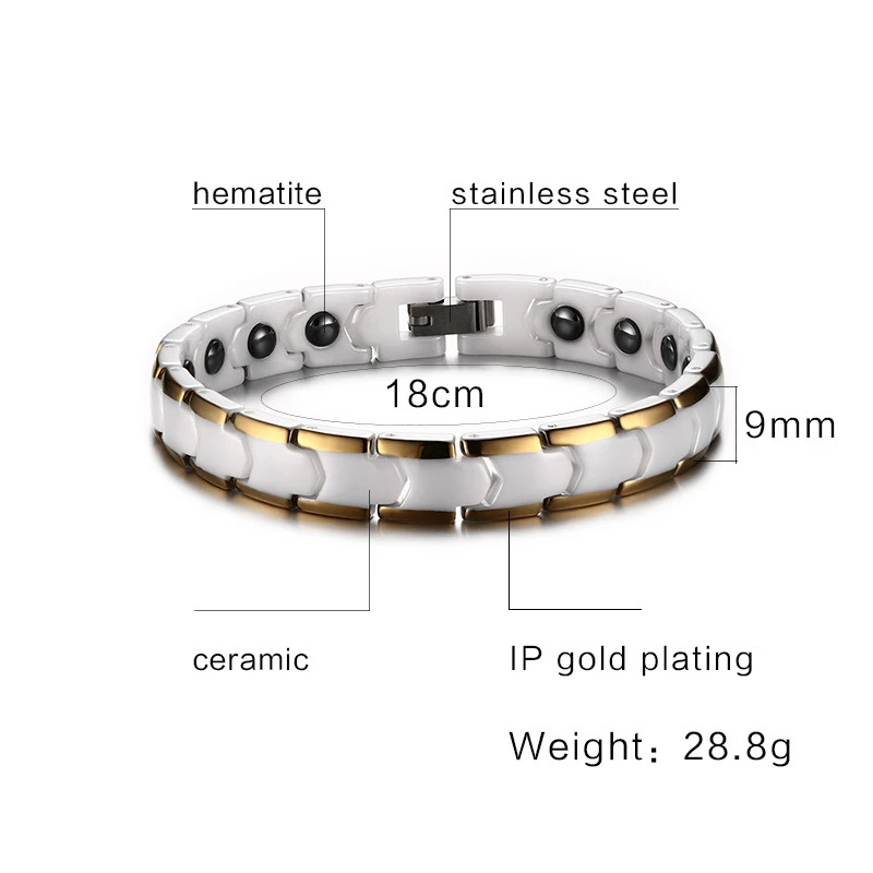 Двухрядный белый браслет из керамики нержавеющей стали мужские ювелирные
