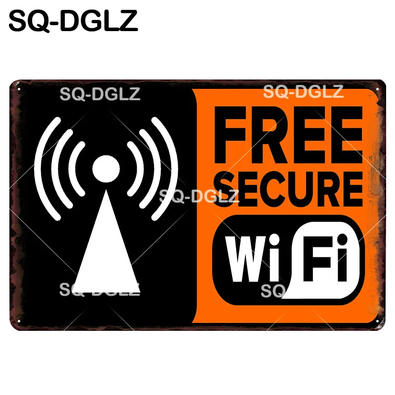[SQ DGLZ] Бесплатная безопасная металлическая табличка с Wi Fi винтажный Декор бара