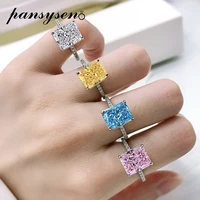 pansysen 100 925 sterling silver created moissanite citrine gemstone wedding bands engagement ring fine jewelry drop shipping
