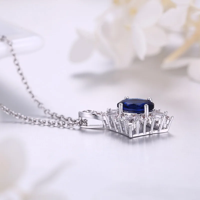 ANGELFRIGG Popular Silver Color Necklace Pendant With AAA Blue CZ Zircon Women Wedding Engagement Party Fashion Jewelry Gift | Украшения и