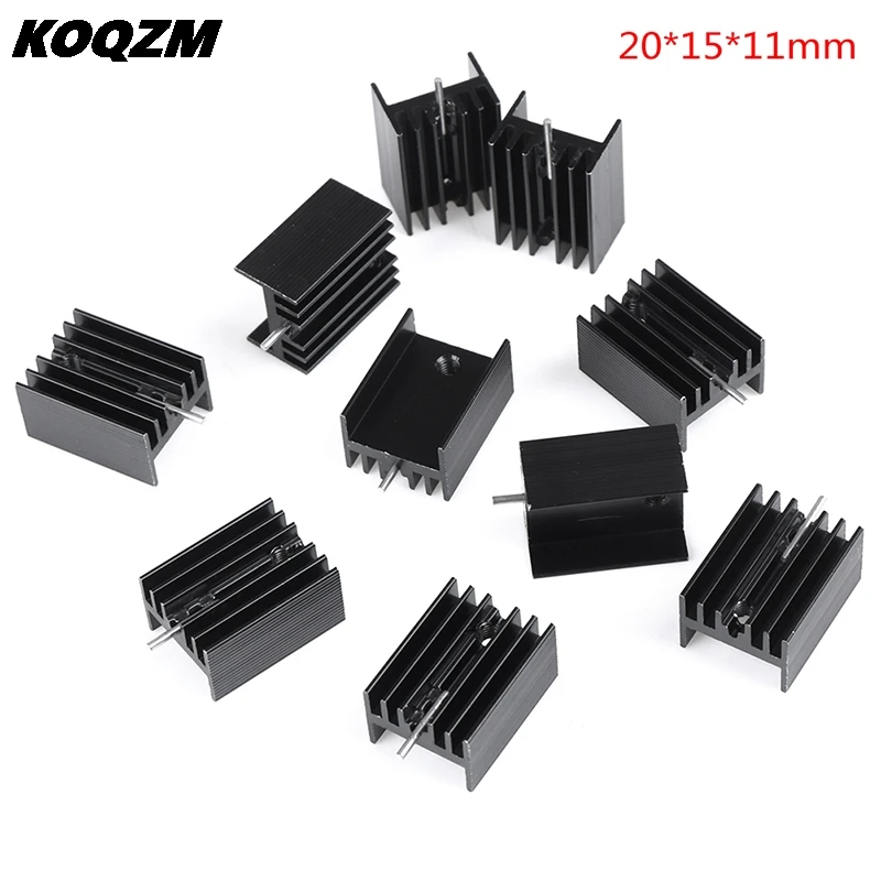 

10Pcs 20x15x11mm Black Aluminum Heat Sink For TO-220 Triode