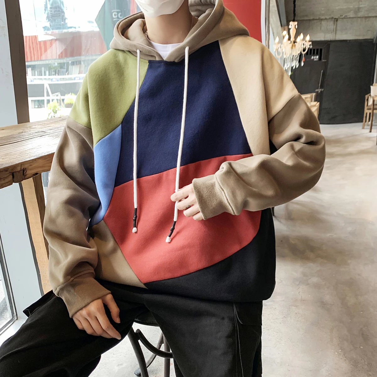 

2020 Oversized Men Hoodie Patchowork Hoodie Harajuku Vintage Men Hoodie Thick Hoodie Hip Hop Hoodies Men Casua Hoodie