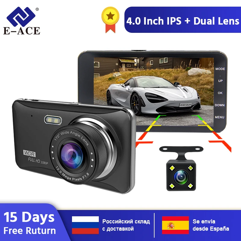 E-ACE Автомобильный видеорегистратор 4 0 дюймов FHD 1080P автоматическая