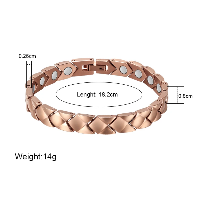 Мужской браслет Moocare золотой с цепочкой из розового золота магнитный нержавеющей