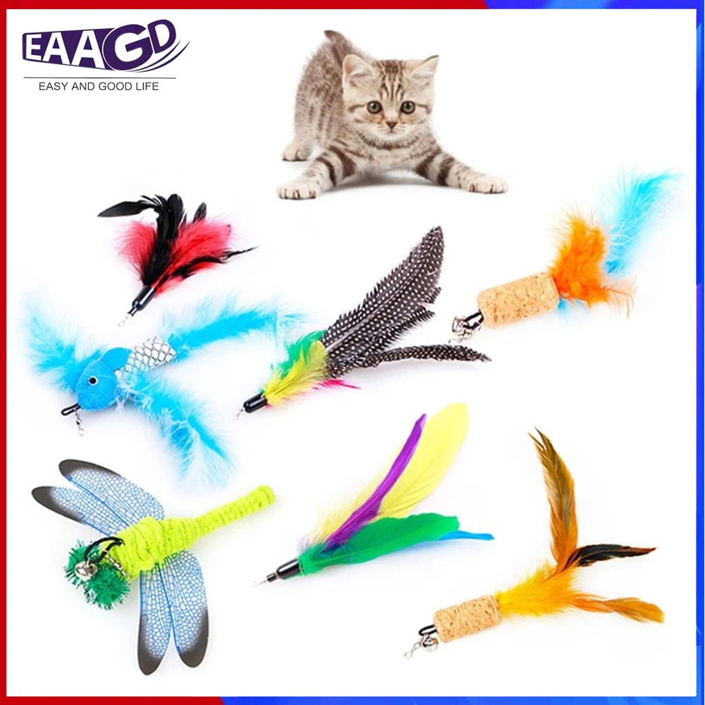 

1Pcs Pet Feather Toy Replacement Feathers Multi Styles Soft Tails For Interactive Cat and Kitten Toy Wands