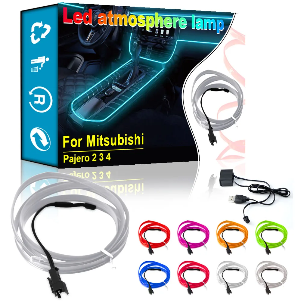 

Car USB Atmosphere Lights Lamps Car Interior Accessories for Mitsubishi Pajero Sport 1 2 3 4 Lancer 7 8 I200 Outlander ASX L200