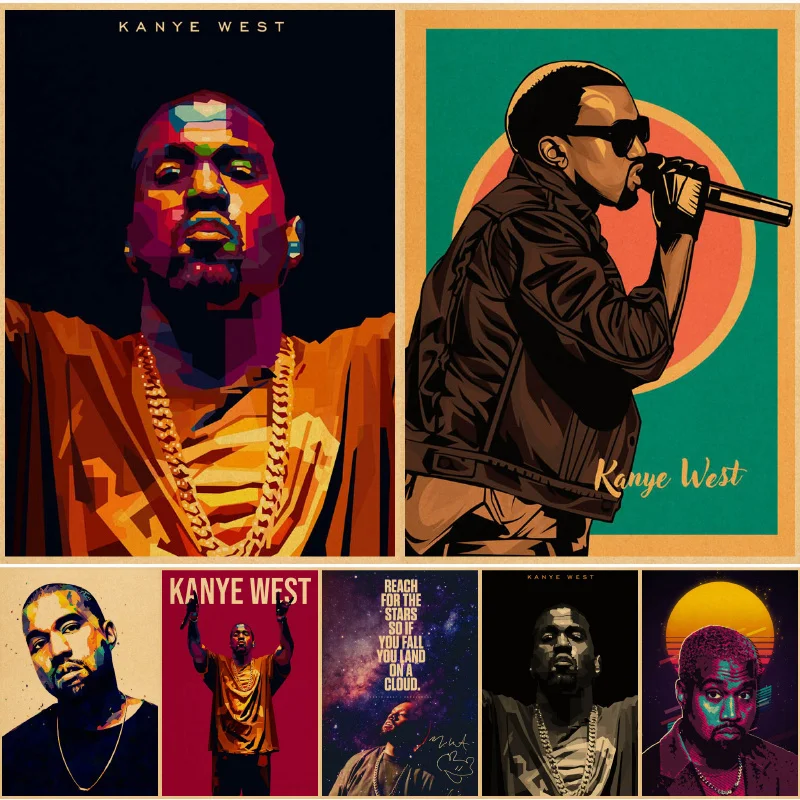 Настенные плакаты Kanye с рисунком в западном стиле | Дом и сад