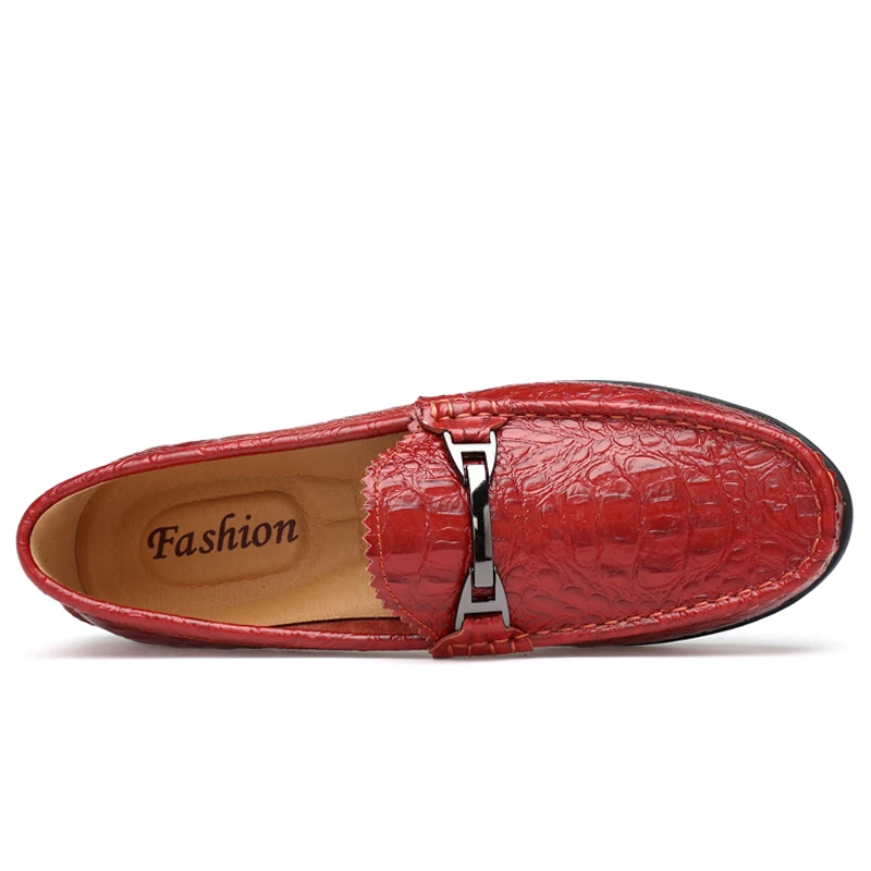 FIXSYS Summer Casual Shoes Mens Buckle Loafers Crocodile Pattern Flat Moccasins Breathable Man Boat Leather Driving | Обувь