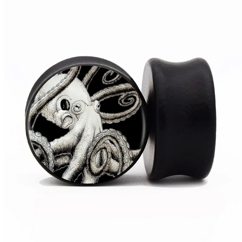 2 шт./лот Осьминог деревянный ушной Калибр заглушка и туннельный растягиватель